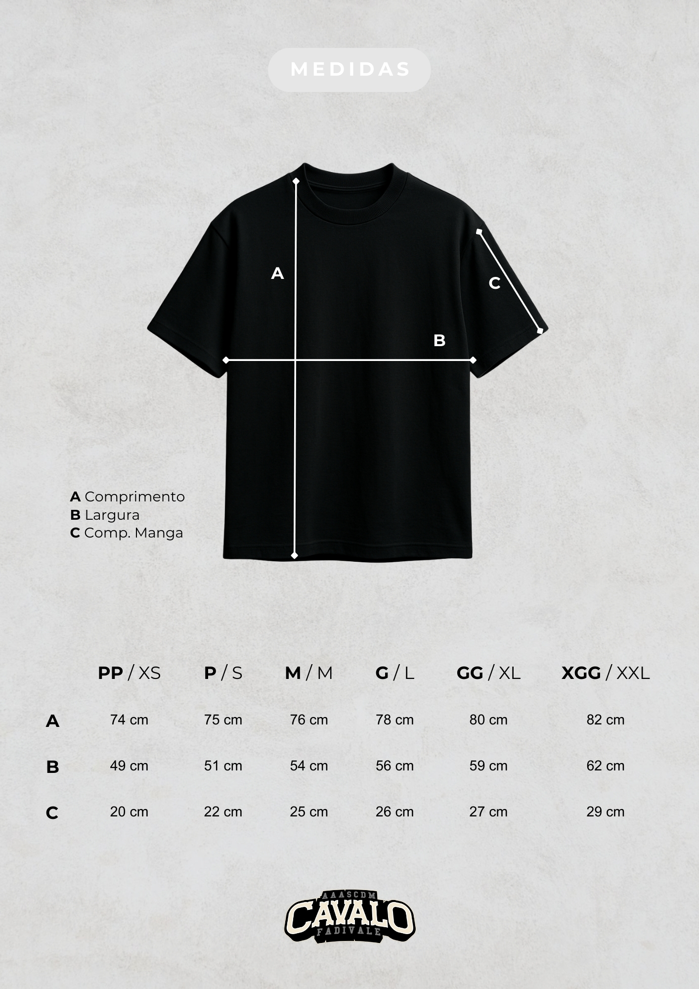 Medidas Camiseta Cavalo